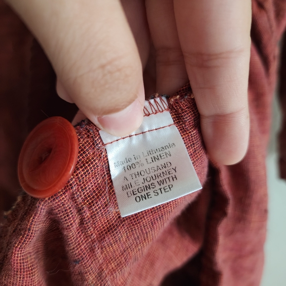 FLAX 100% Linen Button Up Jacket Blazer Brick Red Button Needs To Be Sewn On - Picture 4 of 7